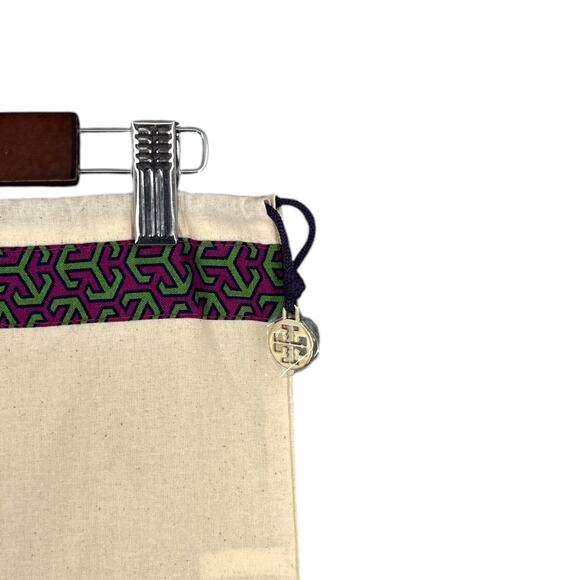 Tory‎ Burch Off White Drawstring Logo Ribbon Charm Designer Accessory Dust Bag - Picture 3 of 5